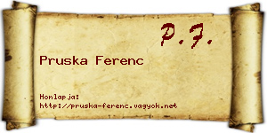Pruska Ferenc névjegykártya